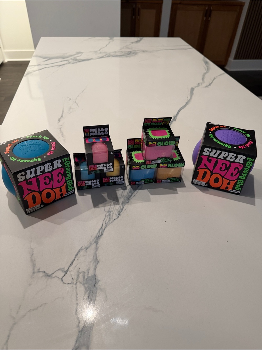 Authentic bundle of 8 Super NeeDoh -Glow in the dark and mellow mallo